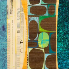 Untitled by Rex Ray, 2005, mixed media collage with resin on panel, sold Mar 2024