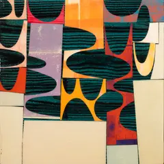 Untitled by Rex Ray, 2007, mixed media collage with resin on panel, sold Mar 2024