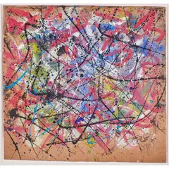 Untitled (Abstract) by Hendrick Grise, oil on cardboard, sold Mar 2024