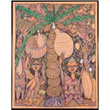 Harvest by Twins Seven-Seven, 1985, mixed media on cloth, sold Mar 2024