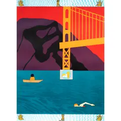 Golden Gate by Joan Brown, 1987, woodcut and lithograph, sold Mar 2024