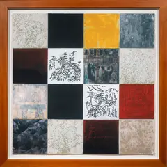 16 Squares by Jeffrey Long, 2000, collage on paper with printed elements, sold Mar 2024