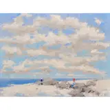 Untitled (Figures on a Beach) by Andre Gisson, oil on canvas, sold Mar 2024