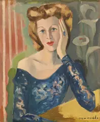 Portrait of a Woman in a Blue Dress by Maurice van Essche, oil on canvas, sold May 2026