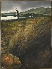 Grasses in a Twilight Landscape by Fleur Ferri, oil on board, sold Aug 2026