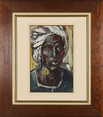 Portrait of a Man with Turban by Hennie Niemann jnr, oil on paper, sold Aug 2026