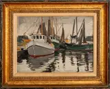 Islip Fishing Boats by Tore Asplund, Oil on Canvas Laid to Panel, sold Jul 2025