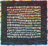 Align #8 by Elfi Schuselka, 1985, Mixed Media on Canvas with Collage Elements, sold Jul 2025