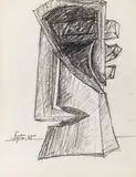 Abstract Expressionist Sculpture Study by Seymour Lipton, 1965, Oil Crayon on Paper, sold Jul 2025