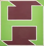 Geometric Composition by Shuko Nakano, Oil on Linen with Collage Elements, sold Jul 2025