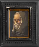 Portrait of a Rabbi by Maximillian Aurel Rasko, 1959, Oil on Board, sold Jul 2025