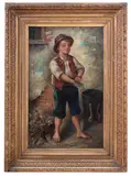 Street Urchin by Douglas Wilson, Oil on Canvas, sold Jul 2025