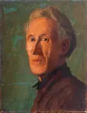 Self Portrait by William Waltemath, circa 1940, Oil on Panel, sold Jul 2025