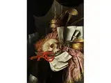 Vanitas Stillleben mit Goldenem Deckelpokal, Musikinstrumenten und Einem Schädel by Franciscus Gysbrechts, oil on canvas, offered Sep 2017