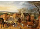 Reges Leben auf dem Dorf by Philippe de Momper d. Ä., oil on panel, sold Mar 2025