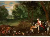 Diana mit Ihren Hunden Nach der Jagd by Jan Brueghel d.J., oil on copper, offered Sep 2022