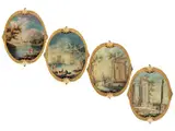 Set von Vier Hochovalen Gemälden Flusslandschaften mit Ruinen Oder Gebäuden by Serafino Brizzi, oil on panel, offered Sep 2024