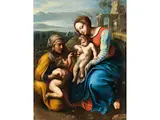 Madonna mit dem Kind, der Heiligen Anna und dem Johannesknäblein by Laurens Barata, oil on copper, sold Mar 2024