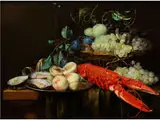 Stillleben mit Früchtetablett, Languste und Austern by Joris van Son, oil on canvas, sold Apr 2016