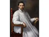 Portrait Eines Jungen Kirchenmannes by Leandro Bassano, oil on canvas, offered Jun 2025