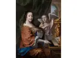 Bildnis Einer Adeligen Dame mit den Attributen der Heiligen Cäcilia by Joachim von Sandrart, oil on canvas, offered Dec 2023