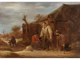 Bettler vor Einer Dorfkate by David Teniers d.J., oil on panel, sold Jun 2025