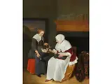 Eine Dame mit Ihrer Bediensteten by Quiringh van Brekelenkam, oil on panel, offered Mar 2025