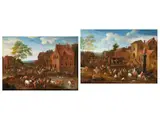 Belebtes Stadtleben by Mathys Schoevaerdts, oil on canvas, sold Jun 2025