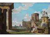 Architekturcapriccio mit Römischen Monumenten by Giovanni Paolo Panini, oil on canvas, offered Jun 2024