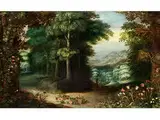 Arkadische Waldlandschaft by Jan Brueghel d. J., 1601 Antwerpen - 1678 ebenda, oil on panel, sold Dec 2015