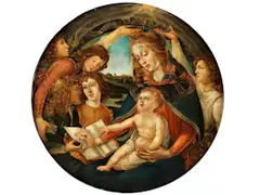 Madonna del Magnificat by Sandro Botticelli, oil on panel, sold Jun 2021