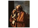 Petrus Seine Tränen Trocknend by Giovanni Francesco Barbieri il Guercino, oil on canvas, sold Sep 2021