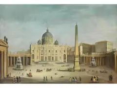 Rom Vedute mit Petersplatz by Giacomo van Lint, oil on canvas, offered Jun 2023