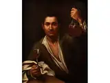 Mann mit Glas und Flasche - Allegorie des Geschmackssinns by Pietro Paolini, oil on canvas, offered Mar 2015