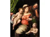 Die Heilige Familie mit Johannes dem Täufer by Francesco Morandini il Poppi, oil on panel, offered Sep 2019