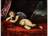 Schlafender Amor by Guido Reni, oil on canvas, sold Sep 2018