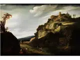 Arkadische Landschaft mit Figuren by Pieter Pieterz. Lastman, oil on panel, sold Jun 2016