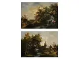 Landschaften mit Wasserfall und Staffagefiguren by Martin Knoller, oil on canvas, offered Apr 2018