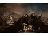 Reiterschlacht vor Feuerrot Aufleuchtendem Himmel by Giuseppe Nogari, 1699 Venedig - 1763 ebenda, oil on canvas, sold Dec 2016