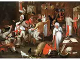 Haushaltung by Marten van Cleve d. Ä., oil on panel, sold Mar 2023