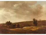 Zweispänniger Heuwangen in Welligem Flachland bei Abendstimmung by Jan Jozefsz. van Goyen, oil on panel, sold Mar 2026