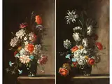 Blumenstillleben in Ovalen Vasen by Francesco della Questa, oil on canvas, sold Sep 2020