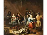Interieur mit Flötenspieler by Gillis van Tilborgh d. J., oil on canvas, offered Dec 2022