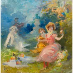Untitled by Jules Chéret, oil on canvas, sold Mar 2024