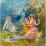 Untitled by Jules Chéret, oil on canvas, sold Mar 2024