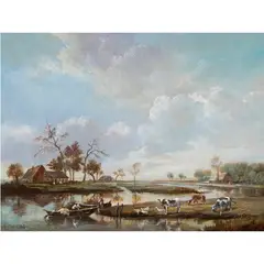 River Landscape by Richard Holst, 1946, oil on board, sold Mar 2024