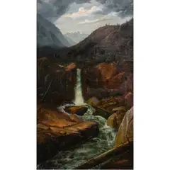 Waterfall by Harry Cassie Best, oil on canvas, sold Mar 2024
