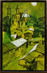 San Miguel de Allende by Ed Diffenderfer, acrylic on board, sold Mar 2024