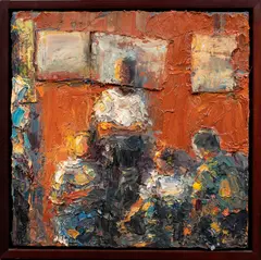 The Game by Raymond Jackson, 2000, oil on canvas, sold Mar 2024