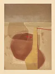 Abstract Landscape with Maroon by Fred Schimmel, silkscreen, sold Aug 2026